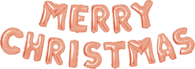 Balon din folie 3D de Crăciun „Merry Christmas”, de culoare auriu roz
