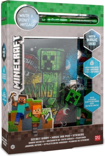 Minecraft jurnal secret cu stilou magic UV și autocolante