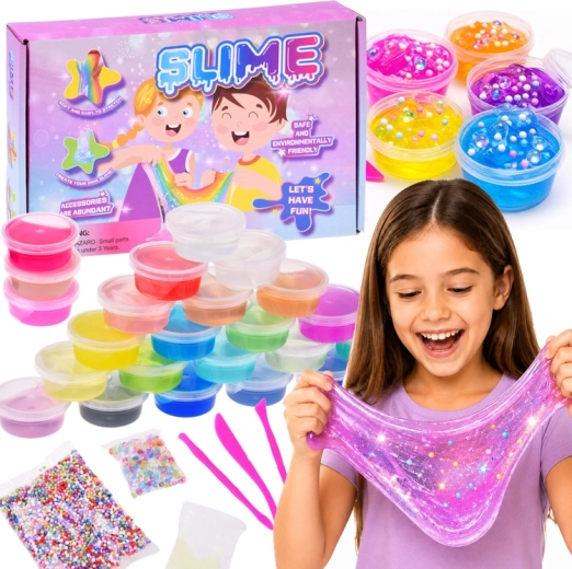 Set pentru realizarea slime-ului – 24 de culori și accesorii