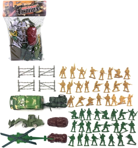 Set de joacă militar din plastic cu figurine de soldați și tehnică