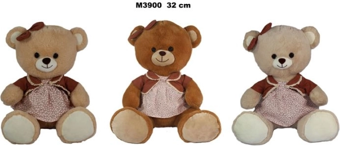 Ursuleț de pluș în rochiță 32 cm - 1 bucată