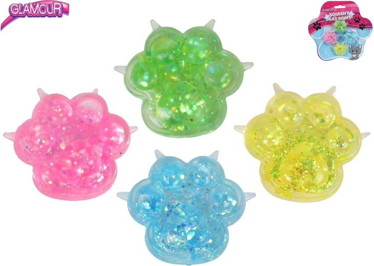 Glamour mini elastice de păr tip stretch cu motiv de lăbuță de pisică Sugar (4 buc.)