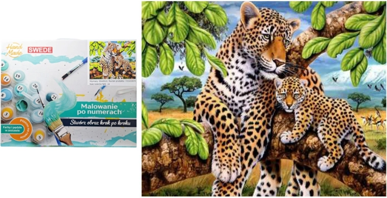 Pictură după numere – gheparzi în copac