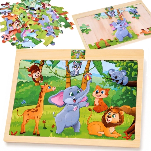 Puzzle din lemn cu animale sălbatice – 40 de piese