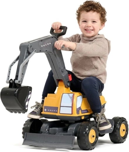 Excavator cu pedale articulat FALK Volvo, cu cabină rotativă, cupă și lamă