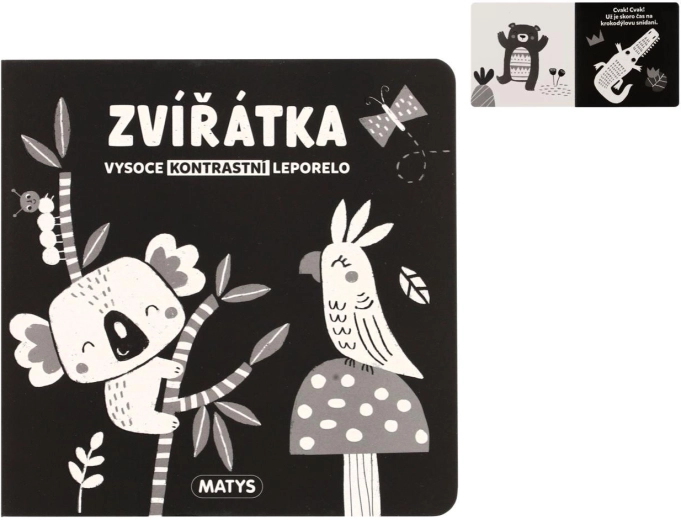 Leporelo cu contrast ridicat cu animăluțe 16 × 16 cm