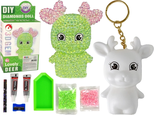 Set DIY cerb cu diamante – breloc 3D cu cristale – Verde