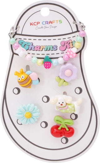 Set de accesorii decorative pentru papuci – albinuță, cireșe și mărgele jucăușe