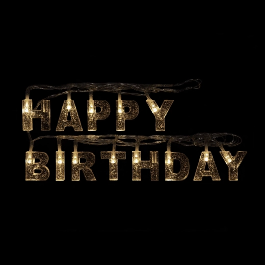 Ghirlandă luminoasă LED Happy Birthday, 13 LED-uri, 2 m