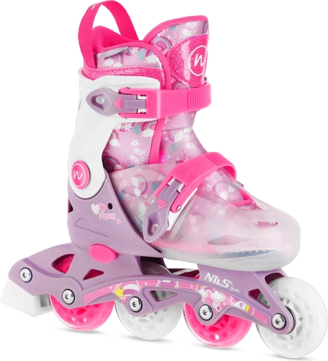 Patine cu rotile ajustabile pentru copii NILS Fun Flipzy roz – S (31-34)