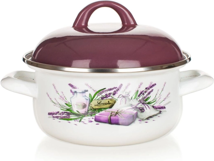 Castron emailat Lavender 18 cm cu capac 1,4 l
