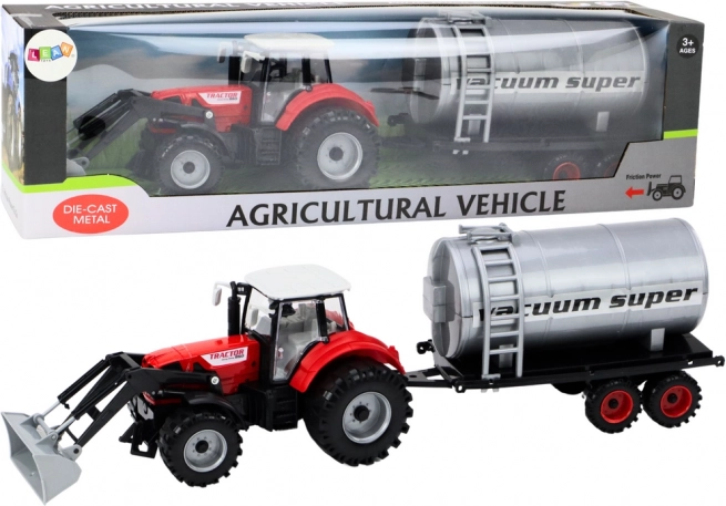 Jucărie Tractor cu Cisterna pe Propulsie Roșie