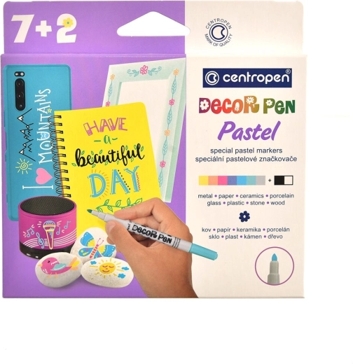 Markere pastel pentru sticlă, plastic, ceramică și piatră (set 9 buc.)