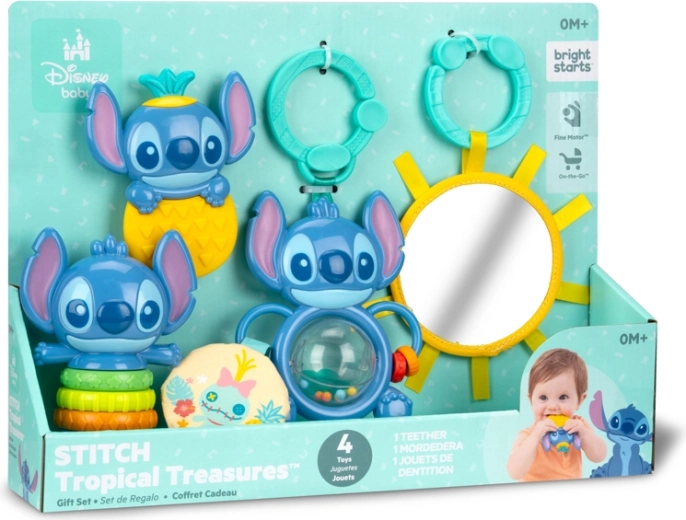 Bright Starts set multisenzorial cadou Disney Stitch Tropical Treasures - 4 buc.