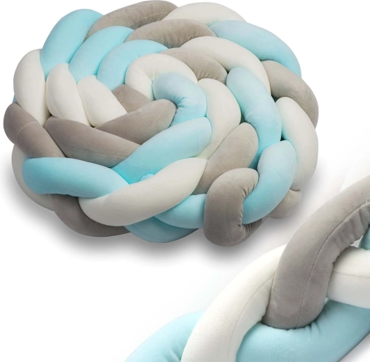 Apărătoare împletită pentru pătuț Ricokids 2 m – albastru-gri