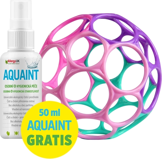 Mingea pentru copii Oball Classic 10 cm roz‑mov + Aquaint apă de curățare ecologică 50 ml