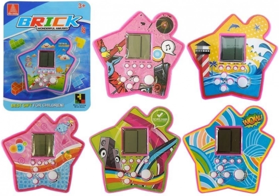 Joc electronic de buzunar TETRIS în formă de stea – mov