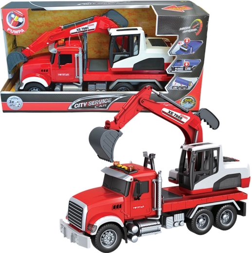 City Service Car camion cu excavator la scara 1:12