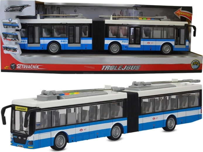 Troleibuz articulat 1:16 albastru‑alb