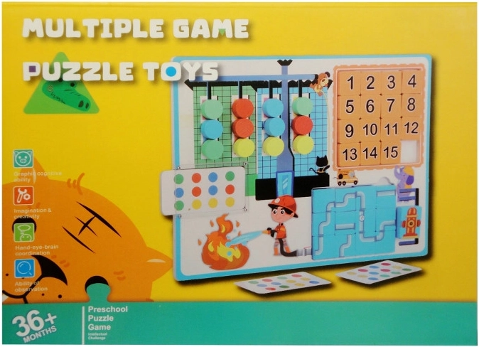 Puzzle logic din lemn 3în1 – labirint și joc educativ