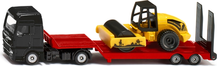 Siku Super cap tractor MAN lung cu semiremorcă și cilindru compactor 1:87