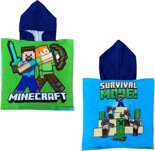 Poncho cu glugă Minecraft 50 × 110 cm - 1 bucată