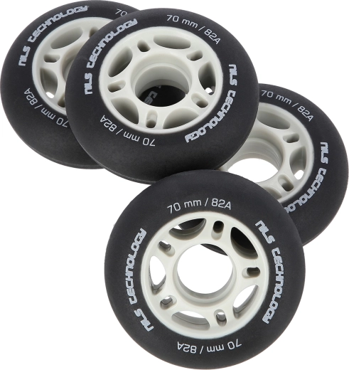 Roți mate pentru role inline NILS Extreme 70 mm 82A, negre, set 4 buc