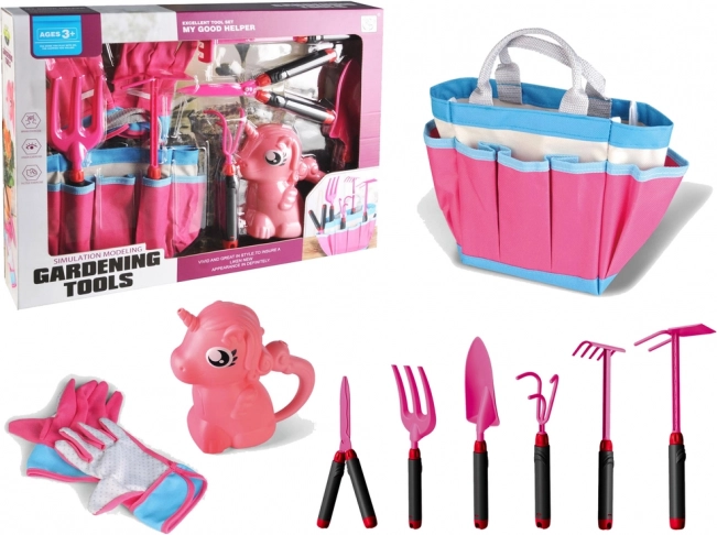 Set de grădinărit cu unelte și unicorn