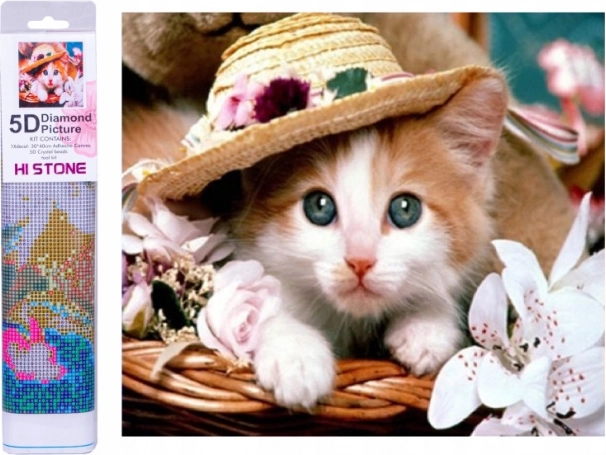 Mozaic cu diamante - Pisică cu pălărie