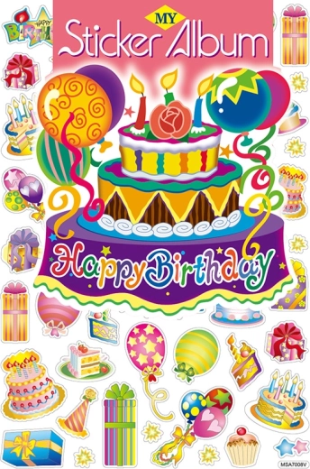 Album cu autocolante 50 buc – petrecere de ziua de naștere