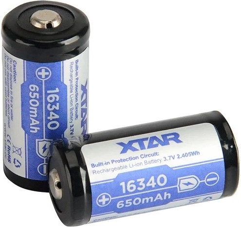 Acumulator XTAR 16340 (R-CR123) Li-ion 3,7 V 650 mAh cu protecție - 1 bucată
