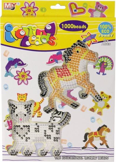 Mărgele termoadezive – set 1000 buc cu șabloane