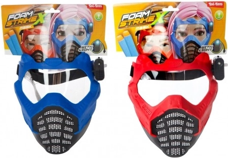 Mască cu lumină din plastic 16x19 cm pe baterii, 2 culori, pe card, carnaval