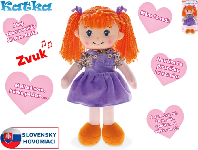 Păpușa vorbitoare Katka cu corp moale 39 cm
