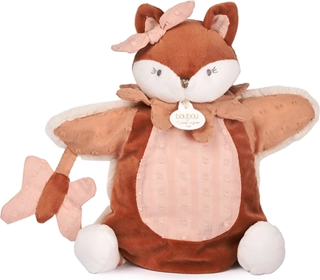 Marionetă din pluș Doudou – vulpița Mina, roz, 25 cm