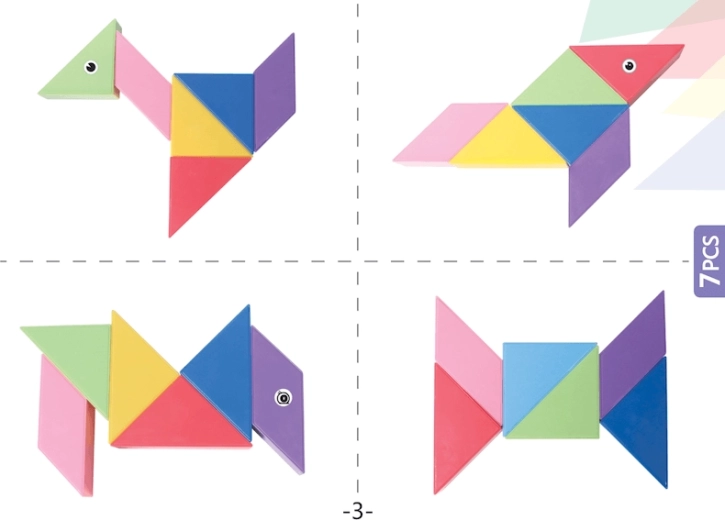 Tangram magnetic – cărămizi magnetice de construcție, 60 piese