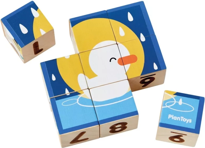 Cuburi ilustrate PlanToys – animale