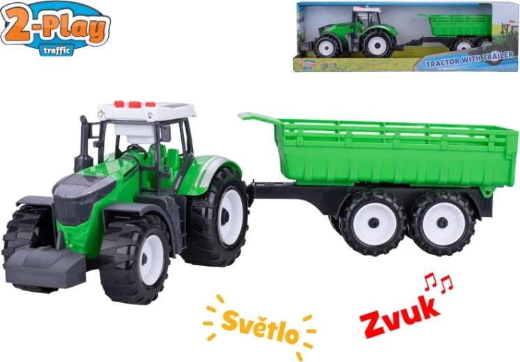 2-Play tractor cu remorcă, cu lumini și sunete, mecanism cu inerție, 45 cm