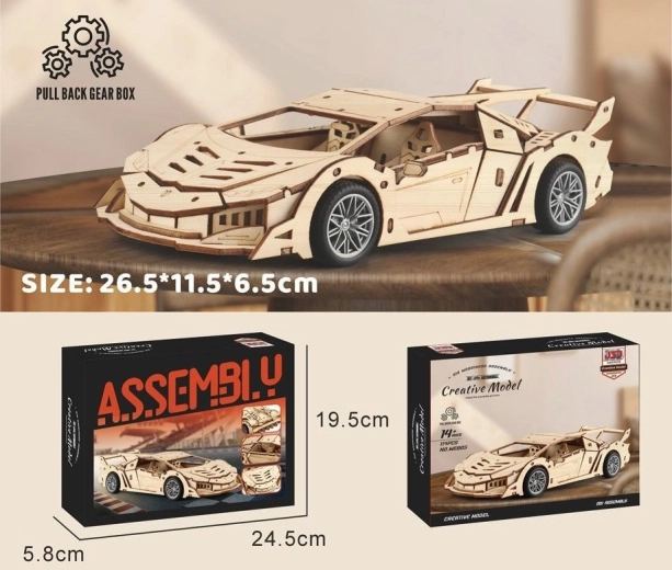 Set de construcție din lemn – mașină de curse 26,5 cm