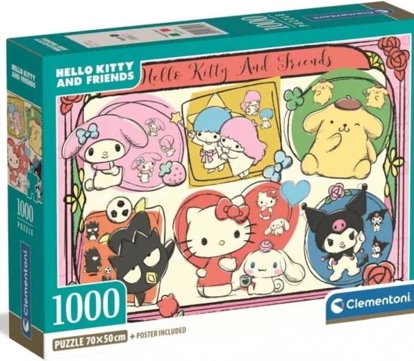 Puzzle CLEMENTONI Hello Kitty și prietenii – colaj drăgălaș, 1000 piese