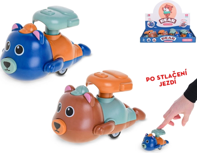 Ursuleț care se deplasează prin apăsare 11 cm, 2 culori