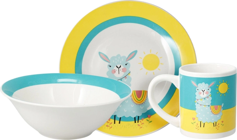 Set de masă din porțelan pentru copii, 3 piese – lamă sau unicorn
