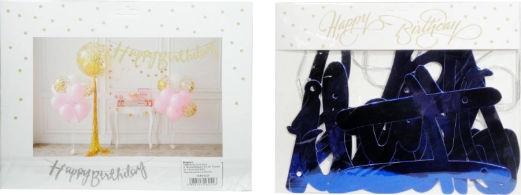 Ghirlandă din hârtie Happy Birthday – transparentă, pe o singură față