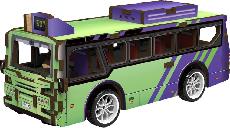 2Kids Toys puzzle 3D din lemn autobuz