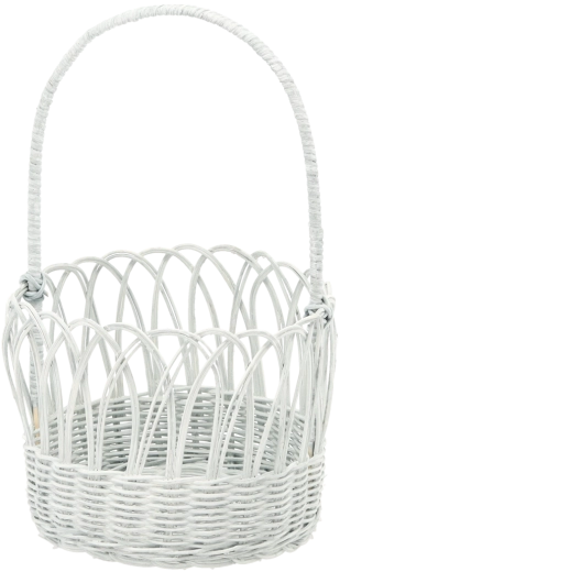 Coș din ratan cu mâner albastru-gri cu efect de albire 20 × 16/35 cm