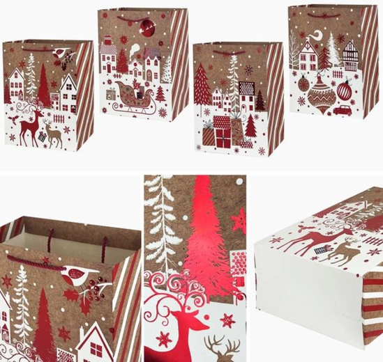 Sacoșă cadou de Crăciun 23 × 18 × 10 cm (mix de motive)