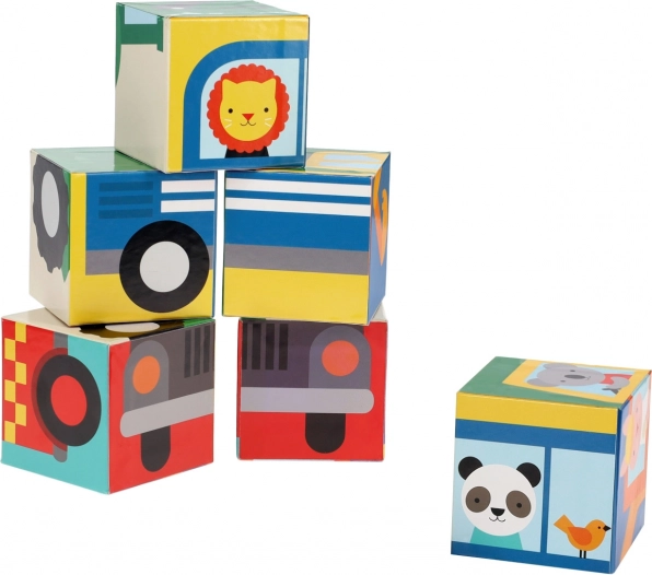 Petit Collage cuburi vehicule cu animăluțe