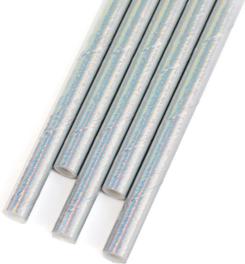 Paie din hârtie cu efect irizat curcubeu, 197 × 6 mm, 25 buc.