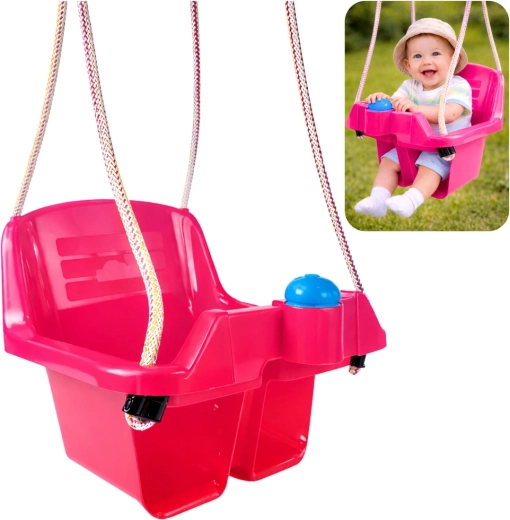 Leagăn pentru bebeluși roz cu scaun tip găleată