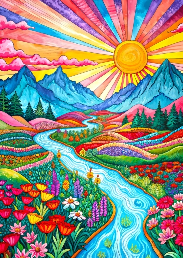 Puzzle Enjoy Ținutul muntos colorat 1000 de piese